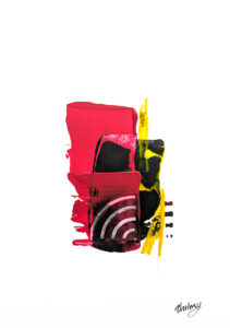 Abstrakte Kunst Acryl Spachteltechnik – Gelb Rot – Acrylpapier Unikat Rot-Schwarz