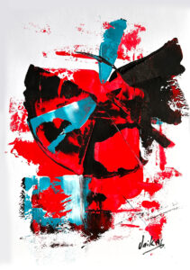 Modernes Acrylbild kaufen – Abstraktes Kunstwerk in Spachteltechnik Rot-Schwarz