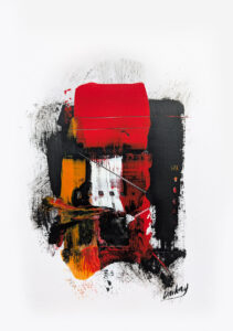 Modernes Acrylbild kaufen – Abstraktes Kunstwerk in Spachteltechnik Rot-Schwarz