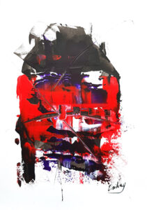 Modernes Acrylbild kaufen – Abstraktes Kunstwerk in Spachteltechnik Rot-Schwarz