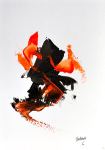 Modernes Acrylbild kaufen – Abstraktes Kunstwerk in Spachteltechnik Rot-Schwarz