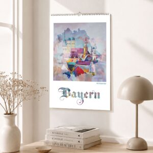 Bayern Kunstkalender A3 von Denis Lang (Unikay Art) mit 12 handgemalten Motiven aus Bayern
