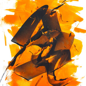 Modernes Acrylbild kaufen – Abstraktes Kunstwerk in Spachteltechnik orange