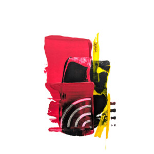 Abstrakte Kunst Acryl Spachteltechnik – Gelb Rot – Acrylpapier Unikat Rot-Schwarz
