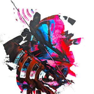 Modernes Acrylbild kaufen – Abstraktes Kunstwerk in Spachteltechnik Rot-Schwarz