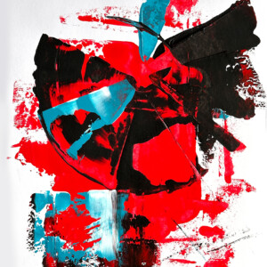 Modernes Acrylbild kaufen – Abstraktes Kunstwerk in Spachteltechnik Rot-Schwarz