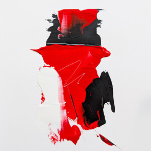Modernes Acrylbild kaufen – Abstraktes Kunstwerk in Spachteltechnik Rot-Schwarz