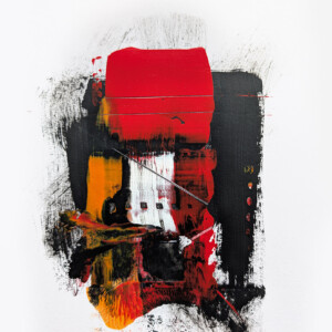 Modernes Acrylbild kaufen – Abstraktes Kunstwerk in Spachteltechnik Rot-Schwarz